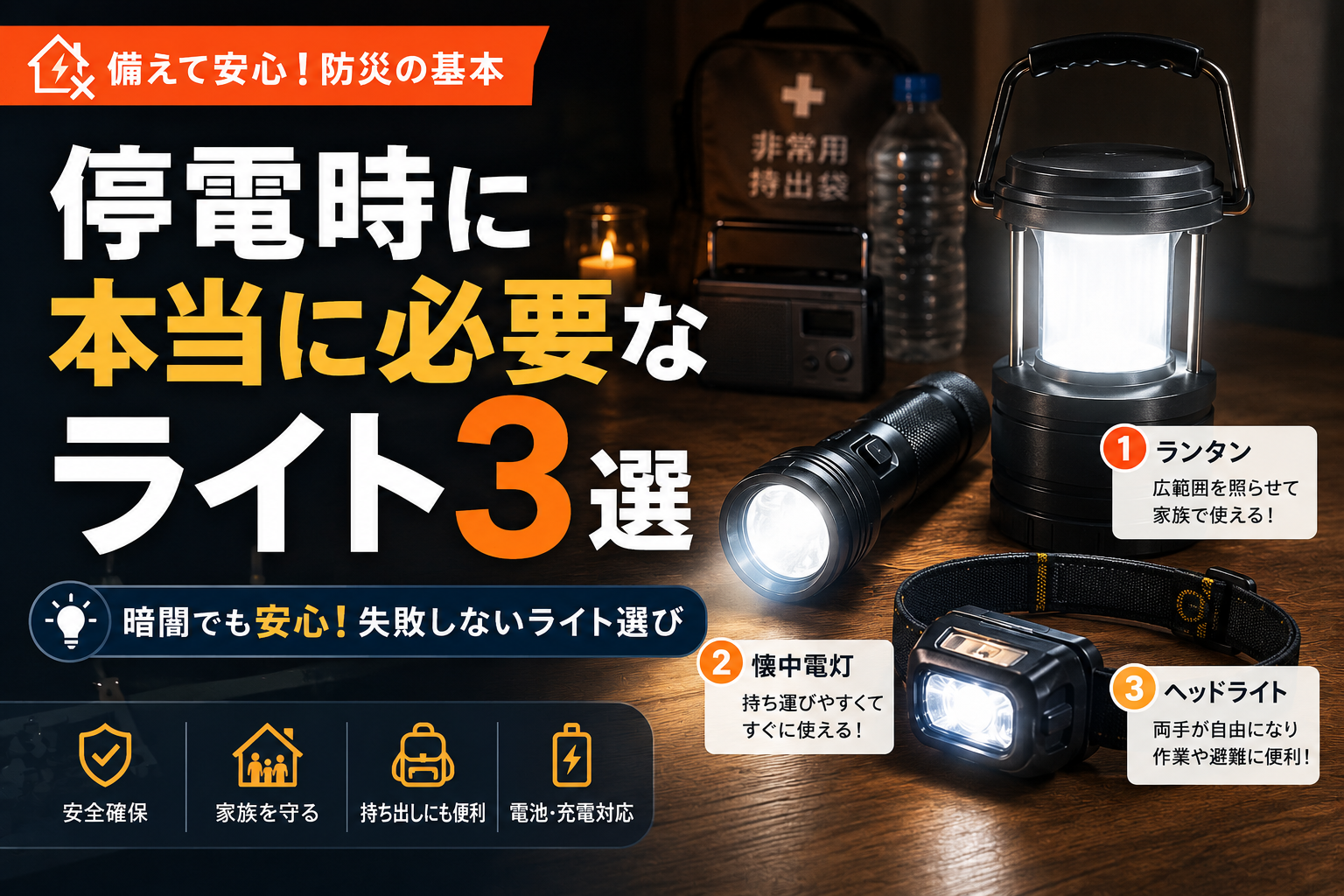 停電時に本当に必要なライト3選